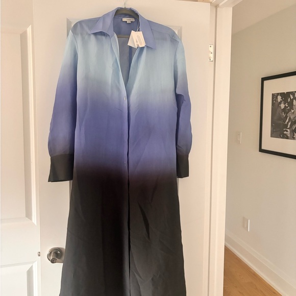 Vince Dresses & Skirts - BNWT - Vince ombré blue summer shirt dress. Size L